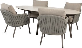 Salute Cannes low dining tuinset 220x105xH69 cm 5 delig keramiek terre Taste 4SO