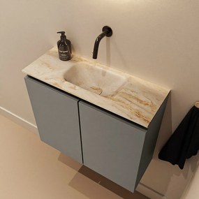 Mondiaz Ture DLux toiletmeubel 60cm smoke met wastafel frappe midden zonder kraangat