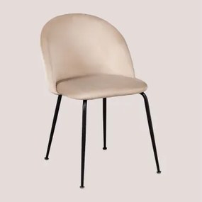 Kana Design Gestoffeerde Eetkamerstoelen En Staal, Set Van 4 Zwart & Fluwelen Bruin - Tarwe & Fluwelen - Sklum