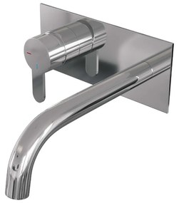 Brauer Chrome Edition ColdStart wastafelkraan inbouw gebogen uitloop met achterplaat model D2 chroom