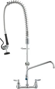 VEVOR Commerciële kraan met voorspoeldouche, hoogte 915, draaibare uitloop 30,5 cm, aan de muur gemonteerde keukenkraan, messing unit met uittrekbare sproeier, voor 1/2/3-cabine wastafel