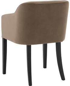 Goossens Eetkamerstoel Peda bruin velvet stof met armleuning, elegant chic