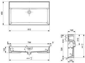 Plieger Kansas wastafel zonder kraangat met overloop 80x46.6cm glans wit