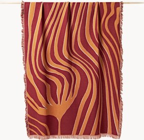 Omkeerbare katoenen plaid Alia met franjes