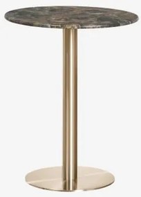 Ronde Bartafel Van Natuurlijk Steen Xiren Ø60 Cm & Groen Marmer Forest & Geborsteld Goud - Sklum
