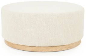 Eleonora Avah Ronde Hocker Beige Met Eiken Rand