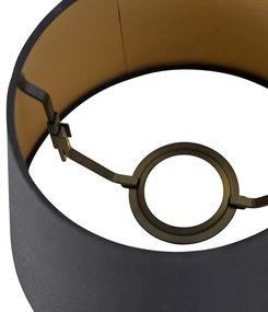 Katoenen lampenkap zwart 20/15/13 met gouden binnenkant
