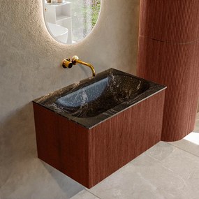 Mondiaz Kurve-dlux 70cm badmeubel ruby met 1 lade en wastafel big small midden zonder kraangat lava