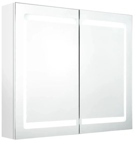 vidaXL Badkamerkast met spiegel en LED 80x12x68 cm glanzend wit