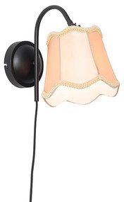 Stoffen Klassieke wandlamp zwart met lampenkap goud - Nona Klassiek / Antiek E14 rond Binnenverlichting Lamp