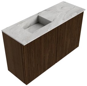 Mondiaz Joya DLux 70cm toiletmeubel walnut met wastafel faye links 1 kraangat glace