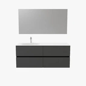 Zaro Sevilla Solid Surface badmeubel 120cm mat antraciet 1 kraangat spoelbak links 4 lades