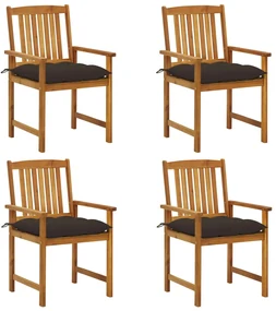 vidaXL Tuinstoelen 4 st met kussens massief acaciahout