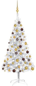 vidaXL Kunstkerstboom met LED's en kerstballen 120 cm PET zilverkleur