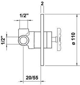 Reitano Industry inbouw douche mengkraan 1-wegs chroom/zwart