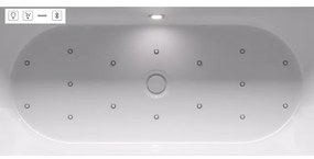 Riho Devotion halfvrijstaand bad - 180x80cm - Middenopstelling - Sparkle - met chromen badvuller - acryl wit velvet B096004105