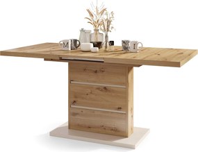 Mazzoni PIANO eiken artisan / beige - moderne uitschuifbare tafel tot 200 cm