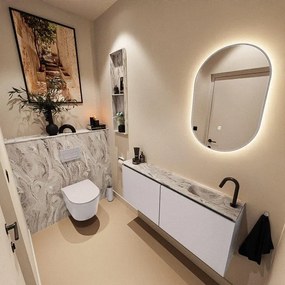 MONDIAZ TURE-DLUX 120cm toiletmeubel Cale. EDEN wastafel Glace positie rechts. Met 1 kraangat. TUREDX120CALR1GLA