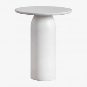 Rond Nachtkastje Van Cement (ø45 Cm) Layana Wit - Sklum