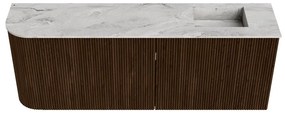 Mondiaz Joya DLux 110cm toiletmeubel ronding links walnut met wastafel faye rechts 1 kraangat glace