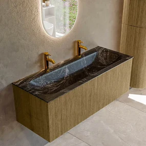 Mondiaz Kurve-dlux 120cm badmeubel dusk met 1 lade en wastafel big large midden 2 kraangaten lava