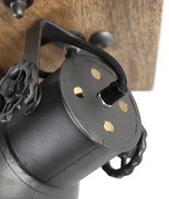 Industriële spot donkergrijs met mango hout 18 cm - Mangoes