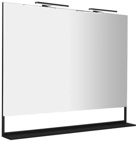 Sapho Erupta spiegel met planchet en LED-verlichting 120x80x12cm matzwart