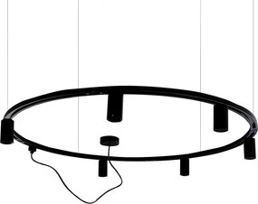 Modern hangend railsysteem met 6 spots zwart 1-fase GU10 50mm - Iconic Ruby Honey