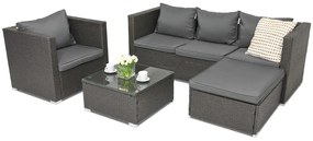 Technorattan tuinmeubelen Roma Corner 5 Garden Point antraciet