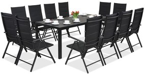 Aluminium tuinmeubelen polywood met grote tafel Verona voor 12 personen Garden Point zwart