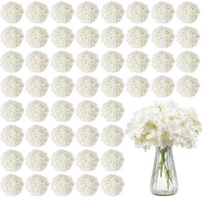 VEVOR Kunstbloemen, 65 stuks witte kunstzijden hortensia's, witte kunstbloemen met stelen voor doe-het-zelf bruidsboeketten, tafeldecoraties voor thuis, tafeldecoraties voor feesten