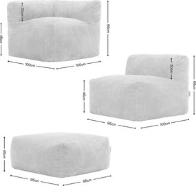 Zen Modulaire Zitzak Corduroy - 3-delig - Stone