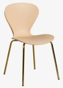 Stapelbare Eetkamerstoelen Set Van 2 Uit Goud & Polypropyleen Tarwebruin - Sklum