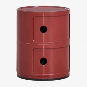 Ronde Bijzettafel Met Planken Babel Wijn Rood & 2 Lades - Sklum
