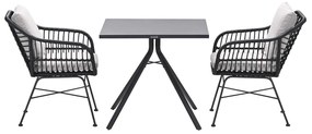 Garden Impressions Lucas tuinset zwart 3-delig - Rimini tuintafel 80x80 cm