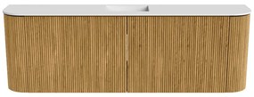 Mondiaz Joya 125cm toiletmeubel ronding links/rechts oak met wastafel faye midden 1 kraangat talc