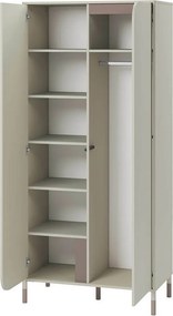 Kledingkast Lomsono 110, Beige, 201x92x50cm, 82.5 kg, Kledingkast deuren: Met scharnieren, Aantal planken: 6, Aantal planken: 6