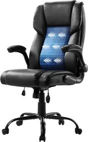 VEVOR Executive Bureaustoel Draaistoel met Hoge Rug & Lendensteun & Opvouwbare Armleuningen, Ergonomische Bureaustoel met Kantel & Hoogte, voor Werk Studie Gaming