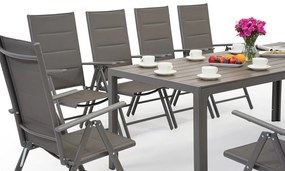 Garden Point grijze aluminium tuinmeubelen met grote Polywood Verona tafel voor 10 personen