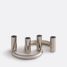 Set van 2 verchroomde ijzeren kandelaars, hoogte 6,5 cm, ORNÉO