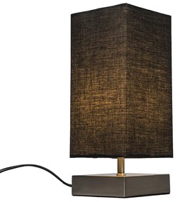 Moderne tafellamp zwart met staal - Milo Design, Industriele / Industrie / Industrial, Modern E14 vierkant Binnenverlichting Lamp