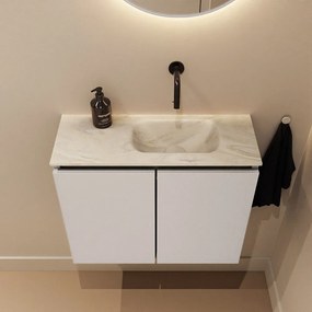 Mondiaz Ture DLux toiletmeubel 60cm linen met wastafel ostra rechts zonder kraangat