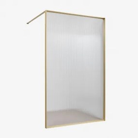 Vaste Douchewand Met 5 Mm Gehard Glas En Trafalgar Aluminium Geborsteld Goud & Transparant Gegolfd & 80 X 195 Cm - Sklum