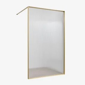 Vaste Douchewand Met 5 Mm Gehard Glas En Trafalgar Aluminium Geborsteld Goud & Transparant Gegolfd & 80 X 195 Cm - Sklum