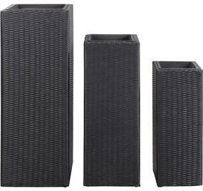 vidaXL Plantenbakken verhoogd 3 st poly rattan zwart