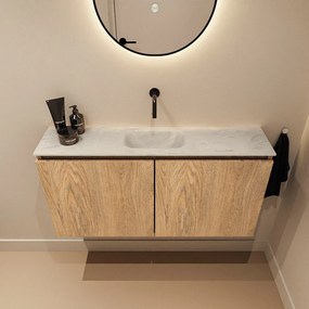 Mondiaz Ture DLux toiletmeubel 100cm washed oak met wastafel opalo midden zonder kraangat