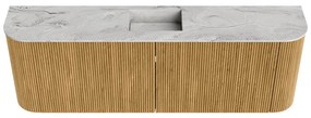 Mondiaz Joya DLux 125cm toiletmeubel ronding links/rechts oak met wastafel faye midden 1 kraangat glace
