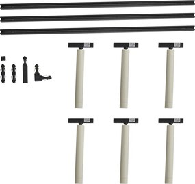 Modern railsysteem zwart met 6 spots beige 1-fase - Slimline Avery