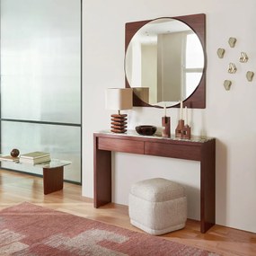 Keramische wandtafel met marmereffect en walnootfineer, DIANA