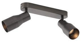 Afgeronde plafondspot gunmetal GU10 50mm 2-lichts - Stanley